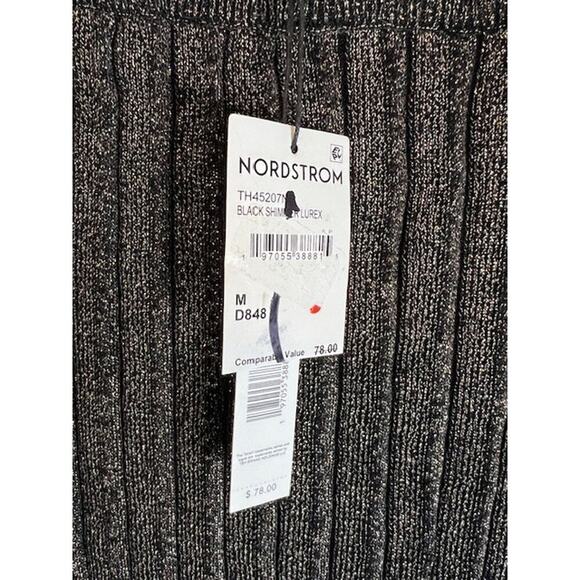 NWT Tahari Black Shimmer Metallic Pleated Midi Skirt Size M - Picture 7 of 9